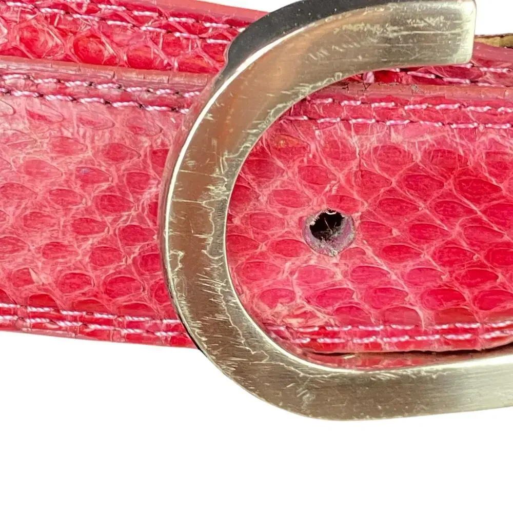 Vintage Raspberry Red Snakeskin Belt 34 Inch Waist
